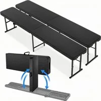 TLGREEN Gartenbank 2pcs Bierbank Klappbar 181cm, Campingbank Faltbar mit Tragegriff (Bierzeltbank bis 500kg Belastbarkeit, Gartenbank aus HDPE & Stahlgestell), Wetterfeste Partybank für Grill/Camping/Garten