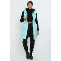 Worldclassca Longweste Worldclassca STEPPWESTE LANG KAPUZE ÄRMELLOS OURDOOR ÜBERGANGSJACKE