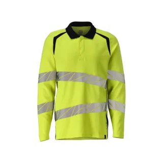 MASCOT Herren Polo-Shirt, Langarm ACCELERATE MULTISAFE Hi-vis Gelb / Schwarzblau XL - 21383-327-17010-XL