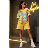 Worldclassca T-Shirt & Shorts Worldclassca 2tlg Oversize SET Shirt + Shorts Jogginganzug Los Angeles Neue Kollektion - Stilvolle und gemütliche Streetwear Mode für Damen