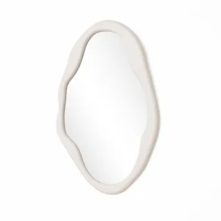Hometopia Wandspiegel, Weiß, Glas, Oval, 50x70x2.5 cm, Spiegel, Wandspiegel