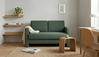 BRUNO Schlafsofa 120cm in Grün | Schmal | stabiles Massivholz & Boxspringkomfort