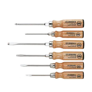 Wiha Holz-Schraubendreher Set Schlitz, Pozidriv 6-teilges Set - 07150