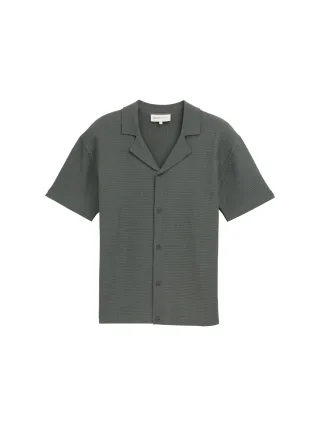 Denim Tom Tailor - Strick-Poloshirt mit kurzen Ärmeln washed jasper green - Gr. - XL