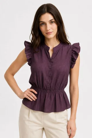 Strukturierte Jacquard-Peplum-Bluse