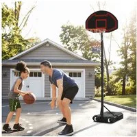 HOMCOM Basketballständer mit Rollen, Basketballkorb, höhenverstellbar, Innen/Außen (Set, 1-St., 1 x Basketball-Ständer), 73L x 49B x 195-250H cm