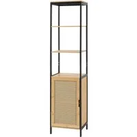 en.casa Badregal, »Tervola« Hochschrank 172x40x35cm Bambus/Rattanoptik Schwarz