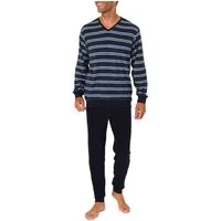 Normann Pyjama Normann Herren Frottee Schlafanzug gestreift – auch in Übergrößen