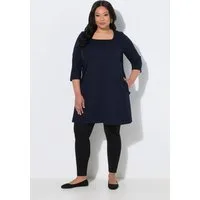 Ulla Popken Longshirt Longshirt A-Linie Carré-Ausschnitt 3/4-Arm