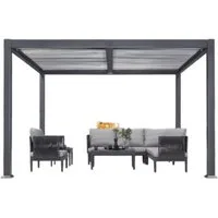 PURPLE LEAF Pergola Alu Terrassenüberdachung mit Lamellendach, stabiler Gartenpavillon, wasserdichte Gartenüberdachung für Balkon, Carport oder Grillplatz