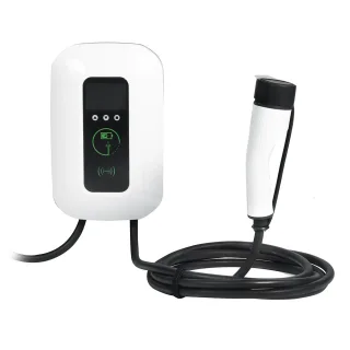 e-Mingze 7KW Type 2 EV Charger 8A-32A Adjustable Wall-Mounted Charging 3 Phase LED 3.5-Inch Color Screen 5m Cable WiFi B