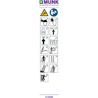 Munk Hinweis-Aufkleber für Stufen-Anlegeleiter "B.gem. Verwendung" - 019157
