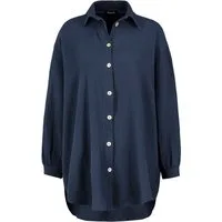 SUBLEVEL Langarmbluse Damen Musselinbluse langarm mit Kentkragen Oversizebluse aus Baumwolle