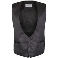 Wilvorst Anzugweste Wilvorst Herren Smokingweste V-Neck Drop8 Schwarz glänzend