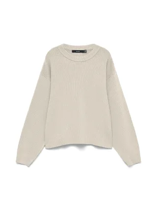 VERO MODA - VMGOLD LUX RIB LS O-NECK PULLOVER Birch - Gr. - M