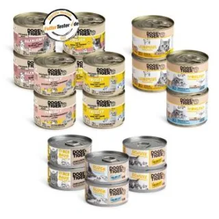 Dogs'n Tiger Adult Nassfutter Katze, Mixpaket, Lecker Hühnchen! 18 teilig