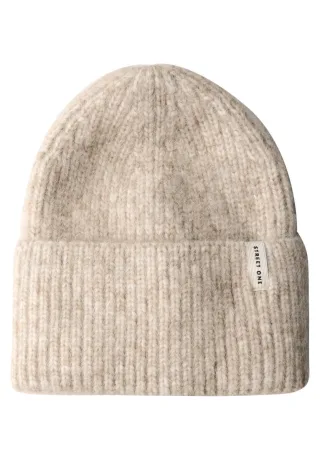 Street One - Strickmütze mit Woll-Anteil beige