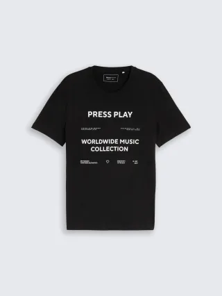 Denim Tom Tailor - T-Shirt mit Print black - Gr. - XXL