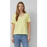 s.Oliver Kurzarmshirt T-Shirt Flammgarn-T-Shirt mit Ausschnitt-Detail