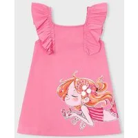 Mayoral Druckkleid Mädchen Jerseykleid mit Meerjungfrau, Glitzer und 3D-Effekten