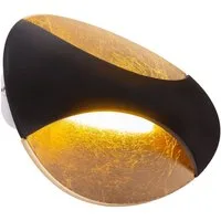 GLOBO LIGHTING LED Wandleuchte, LED-Leuchtmittel fest verbaut, Warmweiß, LED Wand Lampe Wohn Ess Zimmer Leuchte schwarz Blatt-Gold Strahler