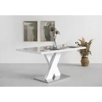 OTTO home Esstisch Ali, Modernes Design (Tisch, Küchentisch, OTTOs Choice), Breite 160 cm, weiß Hochglanz, Bodenplatte aus Metall