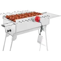 BEM Holzkohlegrill SMAK Rambo Mangal Grill Set, mit Zubehör, inkl. Powerbank + Motor + Spießen, Elektrisch Edelstahl Klappbar