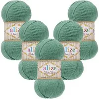 Alize 5 x ALIZE Baby Best 463 Light Aqua Häkelwolle, 240 m, Babywolle,Viskose,Anti-Pilling,Babygarn