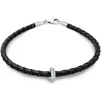 Elli Armband Leder mit Bead 925 Silber, mit Kristallen von Swarovski® (kein Set, 1-tlg)
