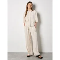 Apricot Blusenshirt Nadelstreifenhemd aus Leinenmischung mit verdecktem Verschluss