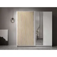 Home affaire Kleiderschrank Kleiderschrank Camden mit Spiegel, 4 Einlegeböden und Kleiderstange Garderobe mit 2 Schwebetüren und Lamellen, BxHxT 200,2x198,5x61,6 cm