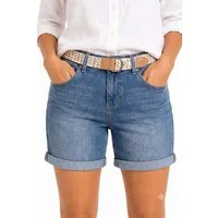 SUBLEVEL Bermudas (1-tlg) SUBLEVEL Damen Jeans Bermuda – Blau Jeans-Shorts mit Gürte