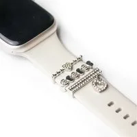 ARTVALL Smartwatch-Armband Apple Watch Charms Set 38/40/41mm & 42/44/45/49mm, trendige Watch Charms Herzanhänger & Strasssteine Silber