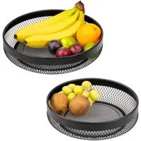 eluno Obstschale Brotkorb 2er Set, rund, aus schwarzem Metall, Metall, (2-tlg), verschiedene Größen