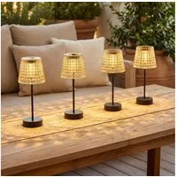 GLOBO LIGHTING LED Solarleuchte, LED-Leuchtmittel fest verbaut, Warmweiß, Außenlampe Solarlampe Tischleuchte LED Gartendeko Kristallleuchte 4x