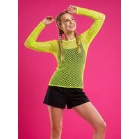 Metamorph Kostüm Netzhemd neon-grün, Netzshirt im trashigen 80er Jahre Neon-Look