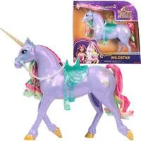 Unicorn Academy - Einhorn Wildstar, Spielfigur 28 cm groß, mit echter Mähne und Schweif, abnehmbarem Zaumzeug, Sattel und Bürste