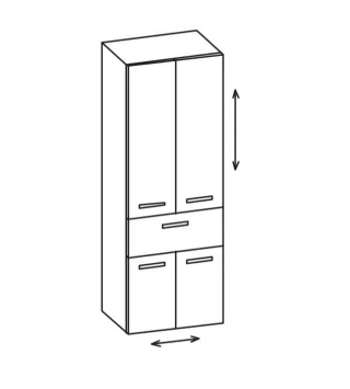 Artiqua 400 Variabler Hochschrank, Weiß Hochglanz, 400-HVL-1-60-7016-68 400-HVL-1-60-7016-68