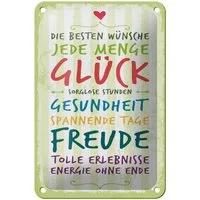 Femer GmbH Metallschild Spruch 20x30 cm Die besten Wünsche jede Menge Glück, (1 St), gewölbte Oberfläche, abgerundete Ecken, umgeschlagene Kanten