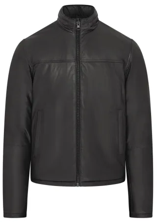 Schwarze Wende-Bomber-Lederjacke für Herren – Raufoss