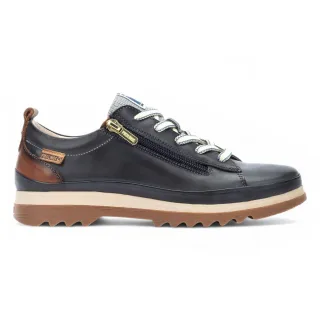 Pikolinos Damen-Sneakers aus ozeanblauem Leder mit Schnürsenkeln und Reißverschluss – Vigo