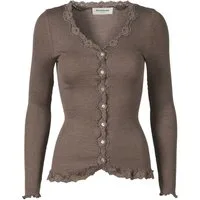 rosemunde Strickjacke Babette Silk Cardigan mit Seide Vintage-Spitzenbesatz, Perlmuttknopfleiste, Langarm, Seidenmix