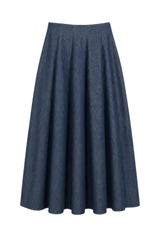 Hochgeschnittener A-Linien Midi Jeansrock