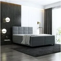 thematys Boxspringbett Luxus mit Bettkasten 140x200–180x200cm - Velours Bezug (Polsterbett Bonnellfederkern Matratze H3 + Gratis 3cm Topper, – Doppelbett mit Stauraum - Boxbett)