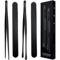 REDSALT® Kochpinzette Black Edition 2er Set Fein & Breit PVD-Plasmabeschichtung, INOX 18/10 Edelstahl Goldstandard 1.4301