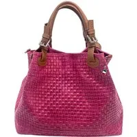FLORENCE Handtasche Florence Umhängetasche Damen Handtasche (Handtasche), Damen Handtasche, Umhängetasche Leder, pink, braun ca. 31cm x ca. 28cm