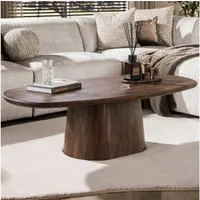 alesvelt Couchtisch CENTRAL Ovaler Massivholz-Tisch mit zentralem Säulenfuß (1-Tisch), 135x70x41,5cm
