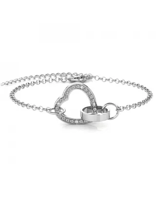Verschlossenes Herz-Armband - Silber und Kristall