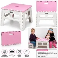 Rungassi Beistelltisch Klappbarer Kindertisch / Kinderhocker platzsparend & stabil Pink-Weiß