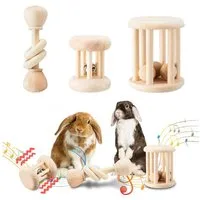 CLTYQ Spielzeug-Musikinstrument 3er Set Holzkaninchen-Spielzeug, Sicheres Zahnreibspielzeug, (3 tlg), für Kaninchen, Chinchillas, Hamster und kleine Tiere